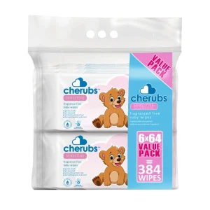 Cherubs Sensitive Frangrance Free Wipes - 6 Pack - 384 Wipes